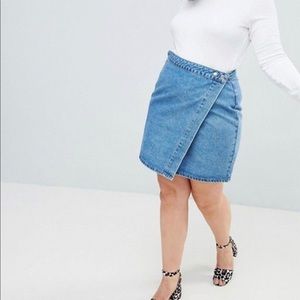 ASOS curve denim wrap skirt
